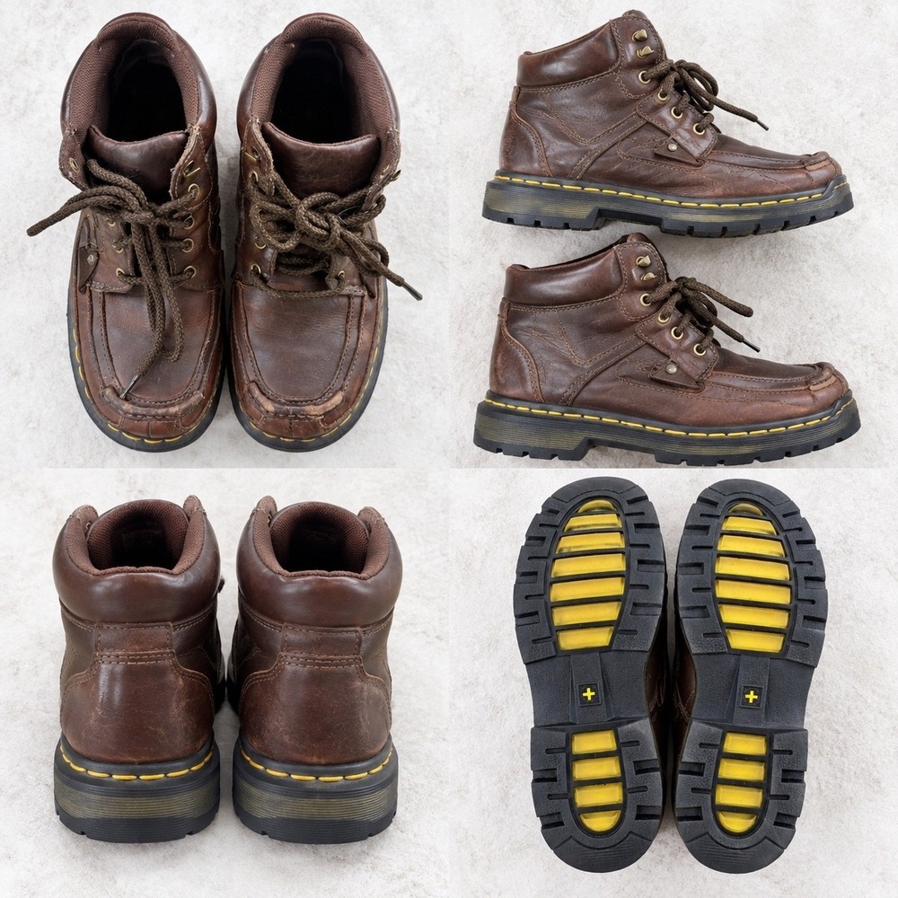 Dr. Martens 11386 Boots Mens Size 10M Brown Leather Moc Toe Work Casual Lug Sole